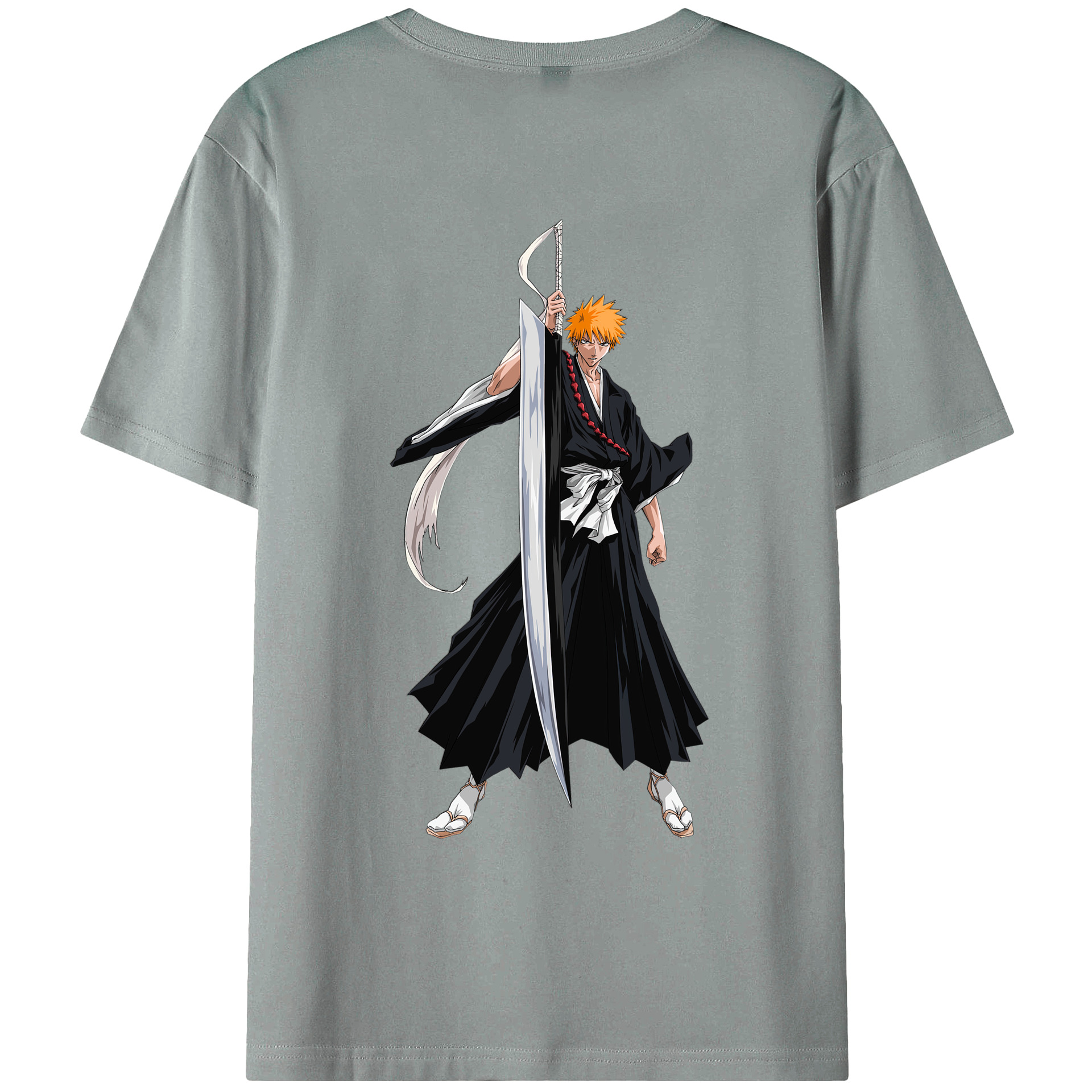 （画像用） ブリーチ 黒崎一護（くろさき いちご）BLEACH Kurosaki Ichigo 綿100％ メンズ半袖Tシャツ（バックプリント） 通気性